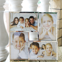 Thin edge stainless steel metal photo frame 6 inch combination creative table can be used with custom photo wall with bracket hook