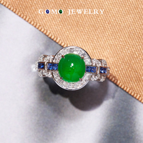 Gomo jewelry solitary spot 18K gold diamond Jade Sapphire ice seed Zhengyang full green a goods egg surface ring