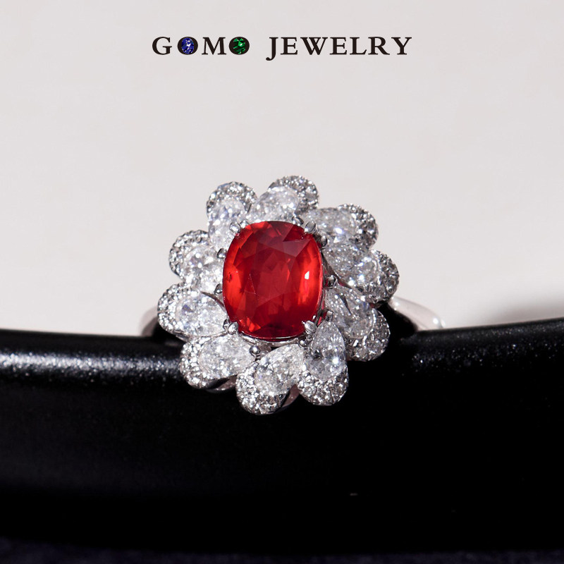 Fruit Lush Jewelery Design Classic 2 02ct Oval No Burning Dove Blood Ruby GRS Pear-shaped Drill 18k Gold Ring