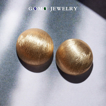 Guomao jewelry 18K metal matte curved stud earrings European and American vintage brushed stud earrings semicircular egg face inlaid earrings