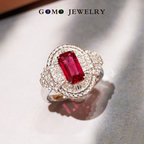Gomao Jewelry Art Deco Design 2 1ct Mozambique No Burning Dove Blood Red Ruby 18K Gold Diamond Ring