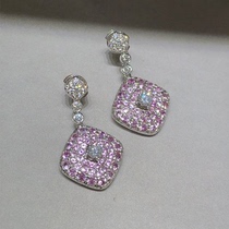 18K gold diamond pink sapphire earrings Main stone 0 426ct Pink sapphire 2 61ct with diamond 0 36ct