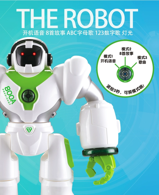 Thông minh robot đồ chơi trẻ em ánh sáng âm nhạc giáo dục sớm giáo dục câu đố đa chức năng câu chuyện máy chàng trai và cô gái quà tặng