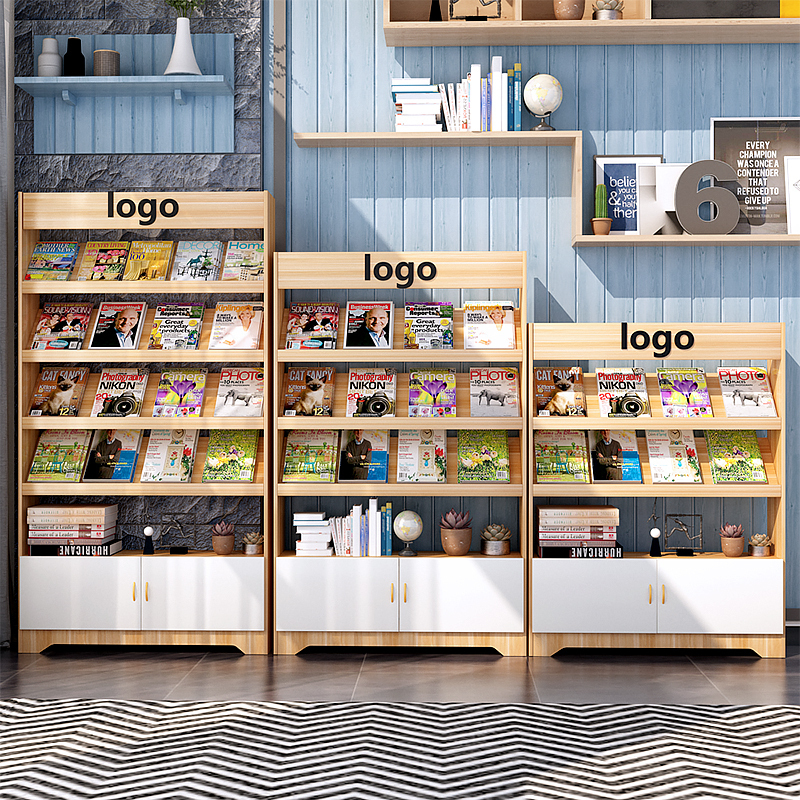 Woody Journal Magazine Shelf Landing Book Stand Propaganda Show Shelf Information Shelf Children Plotbook Shelf Books Display Shelf