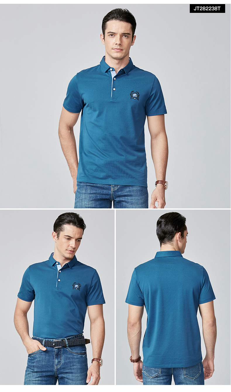 Chín chăn nuôi nam ngắn tay T-Shirt mùa hè kinh doanh thời trang giản dị ve áo màu rắn đa màu polo áo sơ mi ngắn tay người đàn ông