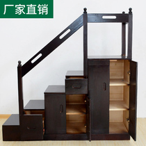 Customized wood household drawer locker staircase multi-function duplex balcony to climb up and out bed cabinet