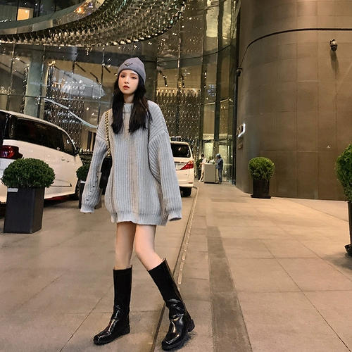 Демисезонный трикотажный свитер, коллекция 2021, в корейском стиле, свободный крой, увеличенная толщина
