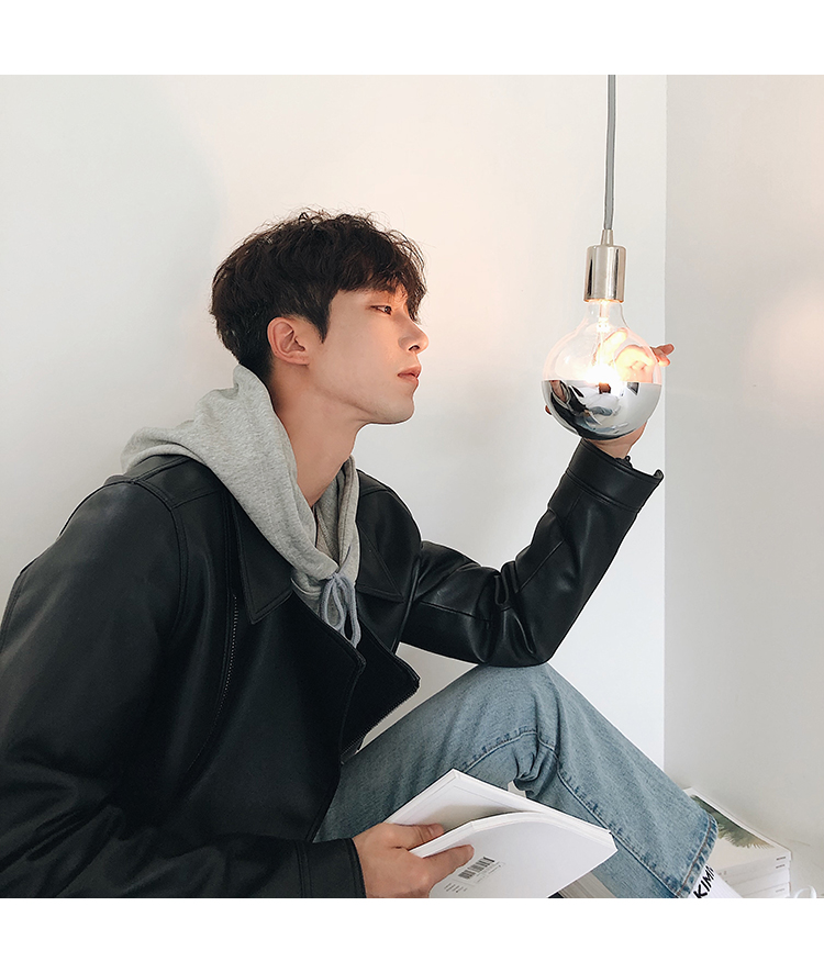 Tự làm phần cứng tùy chỉnh chất lượng cao dày micro lỏng lỏng áo khoác da xe máy ngắn - Quần áo lông thú áo phao lông vũ nam