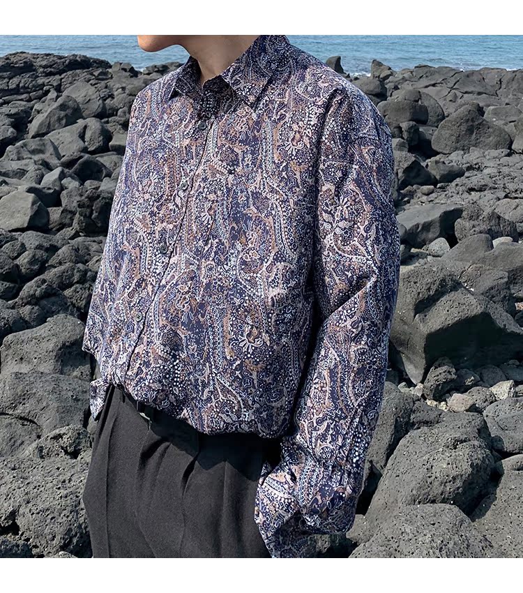 Homemade tinh tế phong cách Hàn Quốc áo sơ mi nam xu hướng áo sơ mi nam phong cách retro áo sơ mi nam - Áo áo sơ mi sọc nam