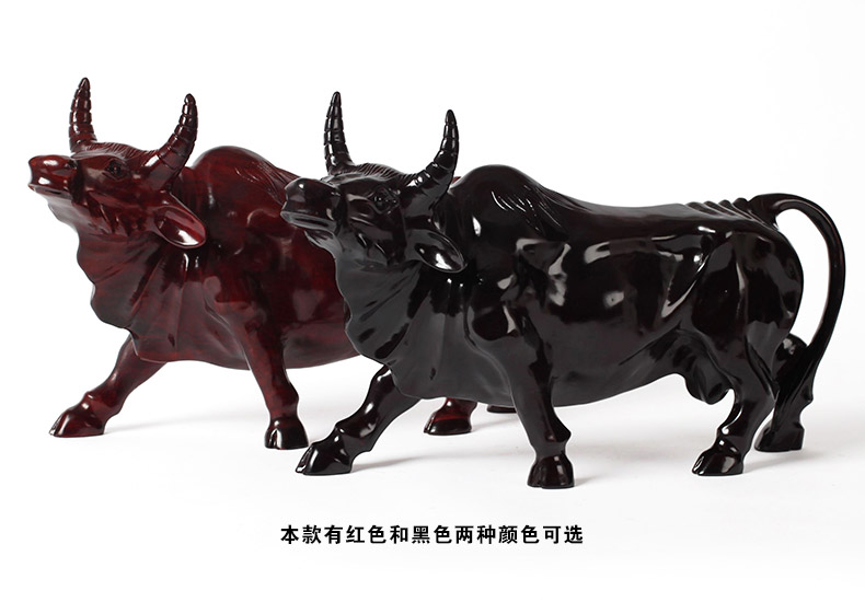 T紅木工藝品家居裝飾品 木雕拓荒牛 生肖招財牛風水擺件 木雕牛