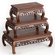 F Jade mahogany carving stone base Handicraft decoration Jade base chicken wing wood cover three-rectangular foot table