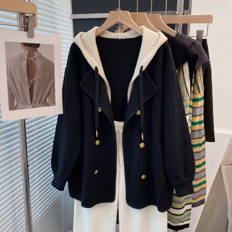 European Style Fake Two-Piece Hooded Woolen Coat for Women 2026 Autumn and Winter New Large Size Loose Double-Sided Cashmere Coat for Plus-Size Women European Style Fake Two-Piece Hooded Woolen Coat for Women 2026 Autumn and Winter New Large Size Loose Double-Sided Cashmere Coat for Plus-Size Women