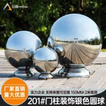 201 stainless steel gate decoration ball staircase guardrail with seat hollow ball Wall bright light mirror decorative sphere