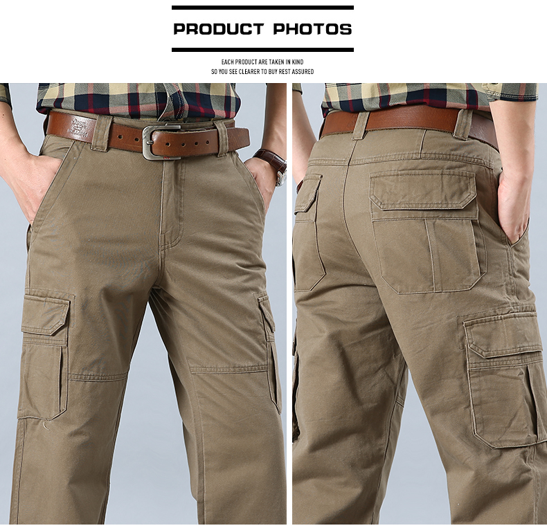 Quần yếm ngoài trời quần nam rộng quần cotton thẳng công sở kích thước lớn quần nhiều túi quần quân đội quần kaki nam đẹp