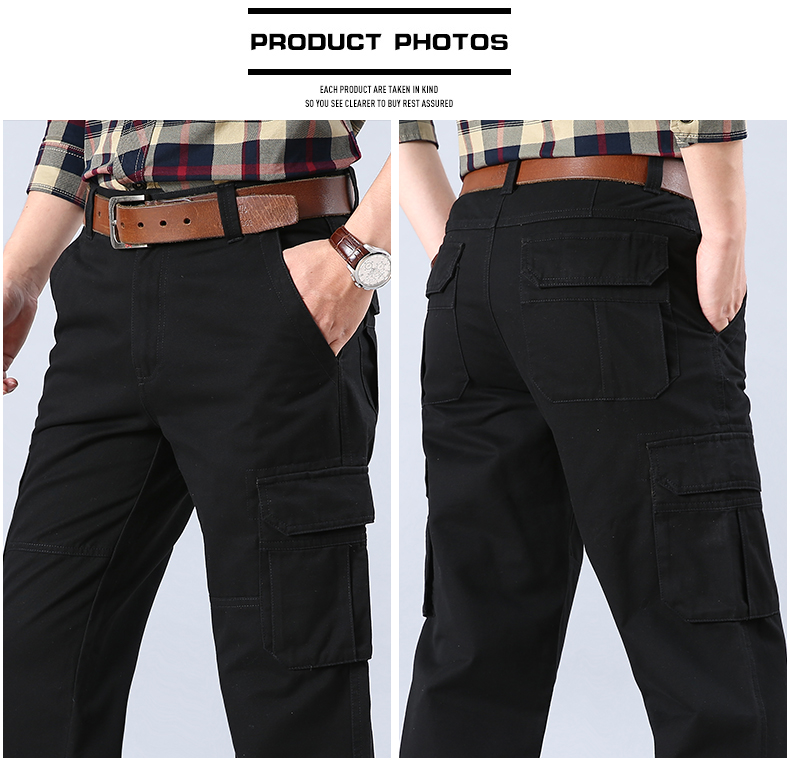 Quần yếm ngoài trời quần nam rộng quần cotton thẳng công sở kích thước lớn quần nhiều túi quần quân đội quần kaki nam đẹp