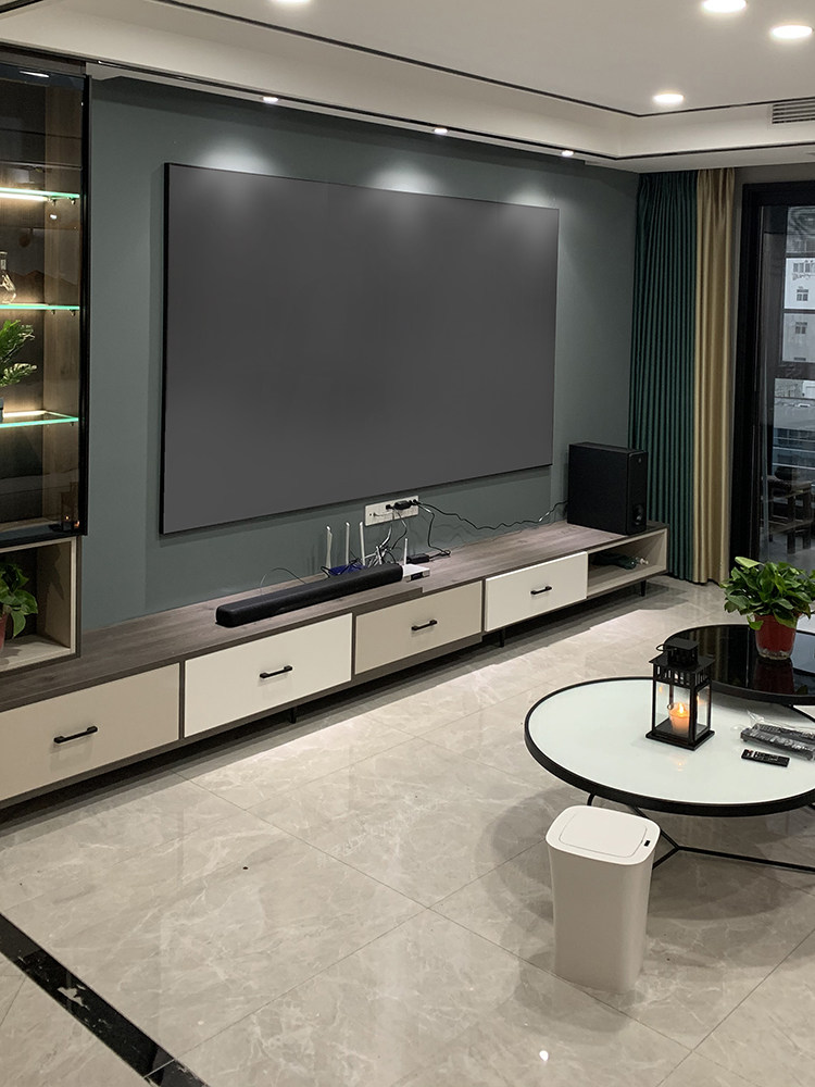 Black diamond frame projector screen Laser TV 4K home 100 inch 120 ultra-narrow frame black crystal metal anti-light