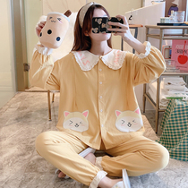 Yuezi clothing spring and autumn cotton postpartum lactation pregnant womens pajamas 3 months 5 maternal spring summer home thin 4 feeding 6