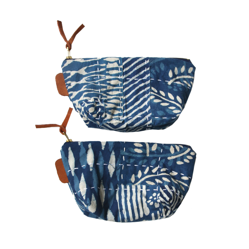 Recommended asmountain blue-dyed cosmetic bag stitching women's bag small bag fabric thorn clutch horizontal square bag