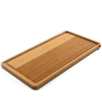  Dry tea tray Ceramic household small tea ceremony Kung Fu tea set Water storage tea table Mini round bamboo tray