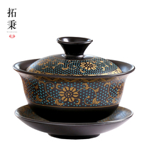 Gai Bowl Tea Cup extra large ceramic single three tea bowl white porcelain kung fu tea set Jingdezhen blue and white porcelain with cover