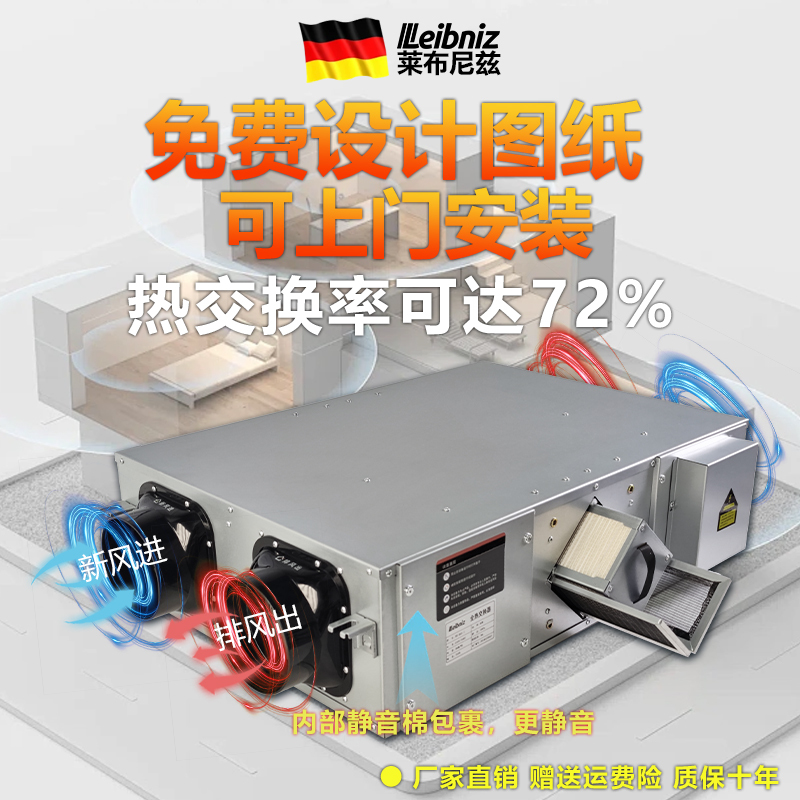Full Heat Exchange Fresh Air System for Home Use, Whole-House Ventilation, Indoor Two-Way Flow Fresh Air Ventilation All-In-One Machine for Commercial Use