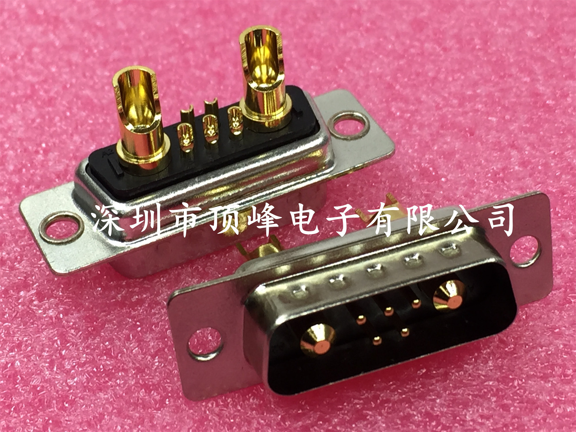 D-SUB rectangular heavy-duty connector 7W2 male head female head-pin-pin mixed with large current welding line environmentally-friendly gold plated