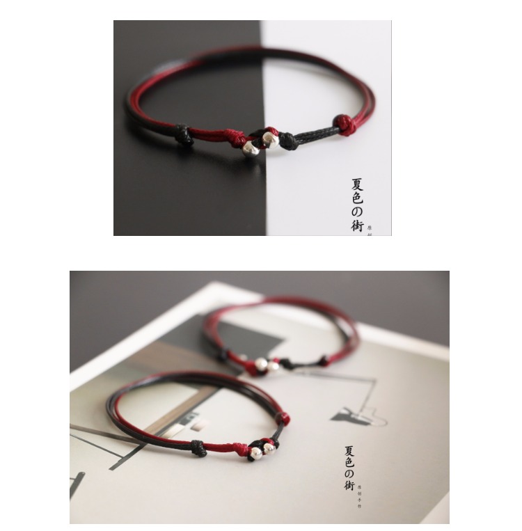 Valentine nút Mùa hè ban đầu làm bằng tay dây hạt bạc 925 鸳鸯 khóa tay dây đôi nam nữ bạn gái vòng tay dây đỏ vòng tay vàng 18k