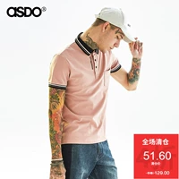 Áo thun ngắn tay nam ASDO nam mùa hè mới màu hồng thoáng khí xu hướng tương phản Slim áo sơ mi đơn giản áo thun nam polo