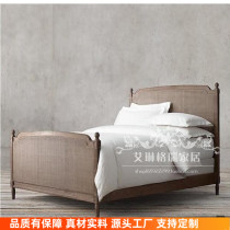 New American Countryside Retro Modern Rattan Art Solid Wood Bed French 1 8 Meter Bedroom Princess Bed Original Design