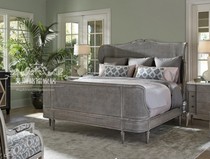 American retro solid wood rattan bed French Mediterranean solid wood double bed rattan bed antique carved solid wood bed wedding bed