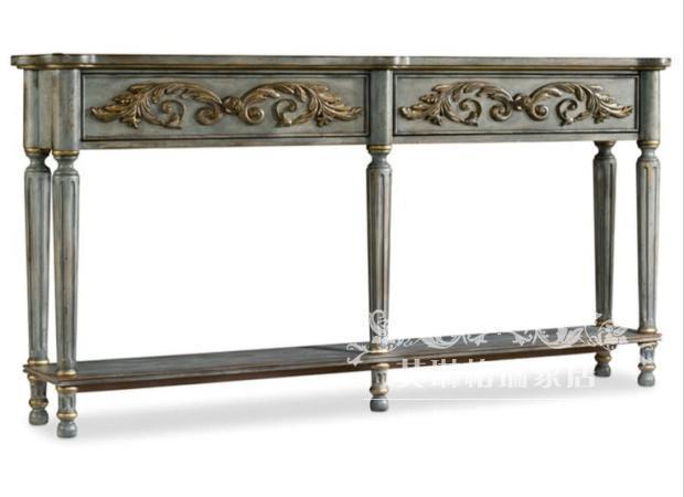 French Neoclassical Foyer Cabinet Antique and Old Entrance Aisle American-style Solid Wood Carved Entrance Cabinet Decorative Cabinet