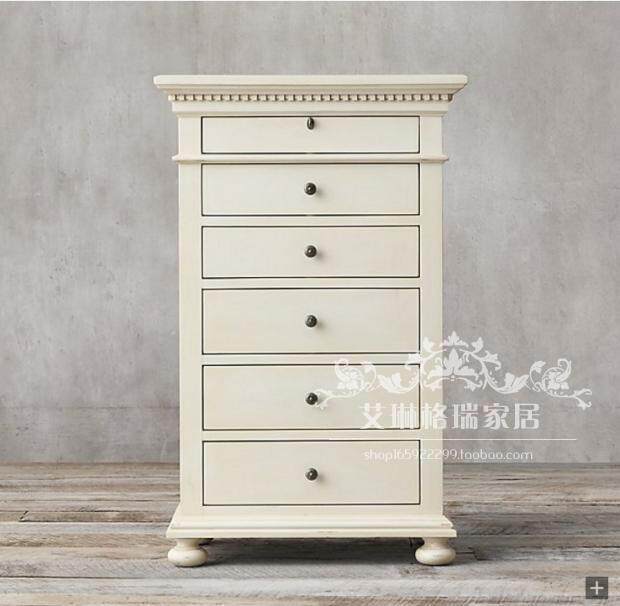 American Country Solid Wood Bucket Cabinet European Rural Mediterranean Six - Double Cabinet Living Room Cabinet Closed Cabinet