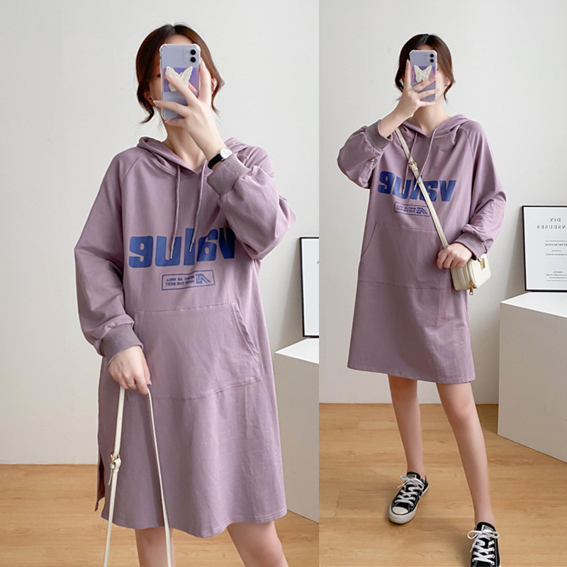 Large size Pregnancy Woman Dress in Autumn Clothing Jacket With Long Version Loose Alphabet hyphens Casual Breastfeeding Spring Autumn Season Acropolis Dress