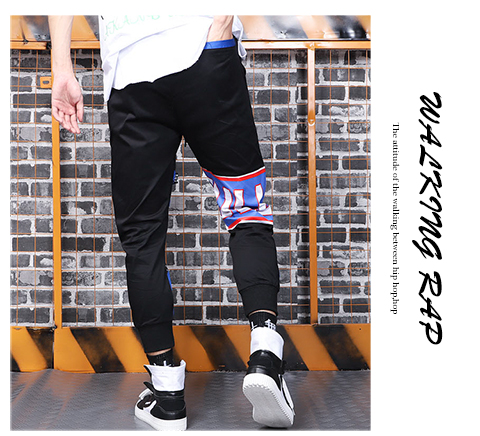 Mùa hè khâu overalls xu hướng cá tính chân quần hip hop thủy triều nam net đỏ lỏng chín điểm chân quần giản dị - Crop Jeans quần kaki