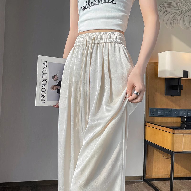 Ice Silk Acetate Satin Wide-Leg Pants for Women, Summer 2026 New High-Waisted Drapey Casual Straight-Leg Chiffon Long Pants Ice Silk Acetate Satin Wide-Leg Pants for Women, Summer 2026 New High-Waisted Drapey Casual Straight-Leg Chiffon Long Pants