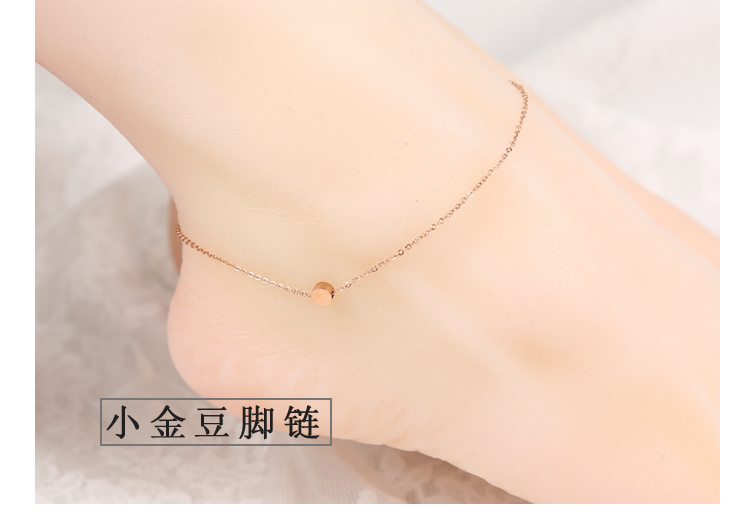 Thép titan vòng chân nữ không phai rose gold chuỗi chân Hàn Quốc phiên bản của Sen đơn giản cá tính thủy triều mật ong chuông mắt cá chân cổ chuỗi