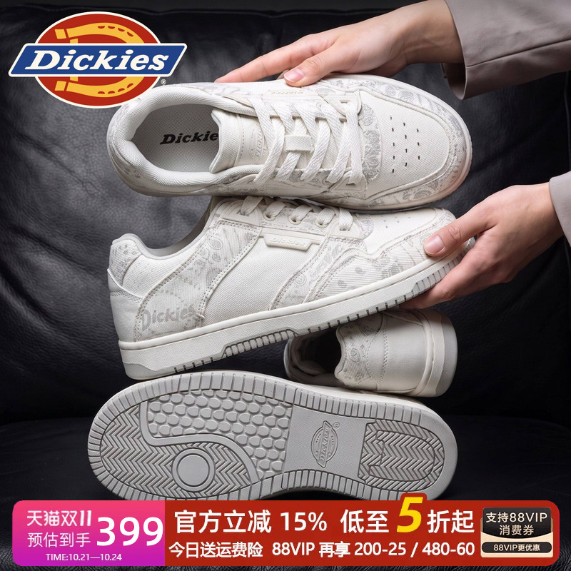 Dickies Men's Shoes 2026 New Autumn White Shoes Versatile Trendy Shoes Men's Breathable Casual Sneakers
