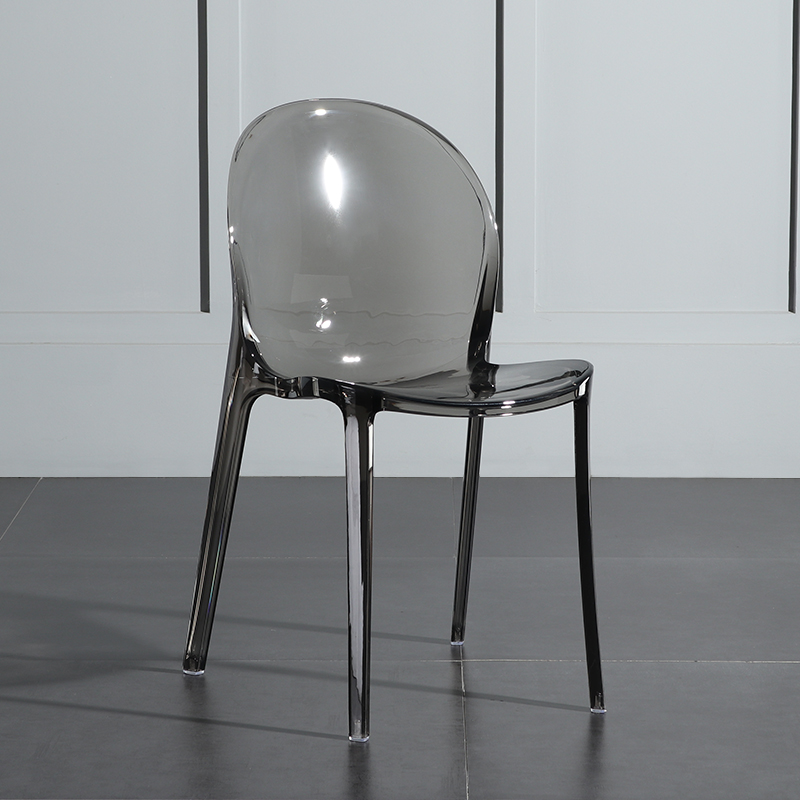 E Transparent Smoke Grey & Upgrade Luxury & New ProductsNorthern Europe transparent Dining chair Plastic originality Acrylic Crystal chair fashion outdoors backrest Simplicity restaurant Coffee chair