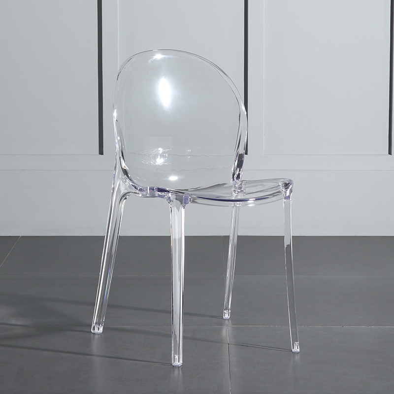 E Transparent & Upgrade Luxury & New ProductsNorthern Europe transparent Dining chair Plastic originality Acrylic Crystal chair fashion outdoors backrest Simplicity restaurant Coffee chair