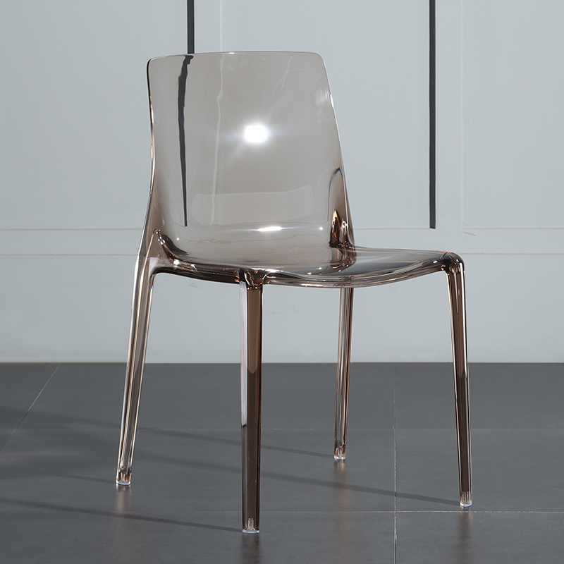 D Transparent Khaki & Upgrade Luxury & New ProductsNorthern Europe transparent Dining chair Plastic originality Acrylic Crystal chair fashion outdoors backrest Simplicity restaurant Coffee chair