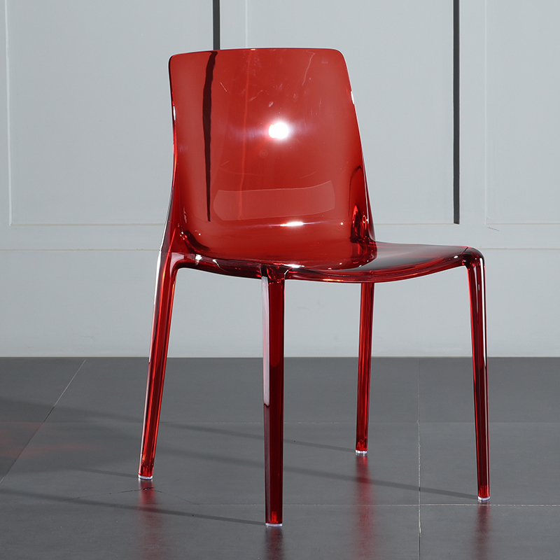 D Transparent Red & Upgrade Luxury & New ProductsNorthern Europe transparent Dining chair Plastic originality Acrylic Crystal chair fashion outdoors backrest Simplicity restaurant Coffee chair