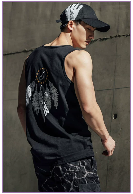 2019 vest mới nam xu hướng cá tính thương hiệu xu hướng lỏng lẻo vai thể thao cotton thể thao bãi biển vest tay - Áo vest cotton áo vest trung niên
