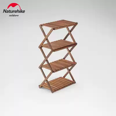 Naturehike hustle outdoor multi-layer shelf outdoor camping camping folding portable solid wood storage table