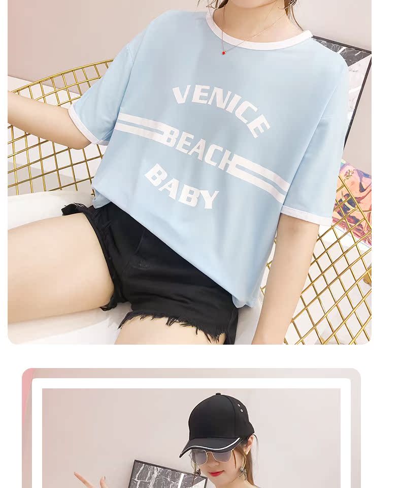 Mùa hè 2019 phiên bản Hàn Quốc của trường đại học gió cổ tròn cô gái nhỏ tươi mới thả lỏng áo thun ngắn tay áo sơ mi nữ - Áo phông áo polo nữ form rộng có cổ