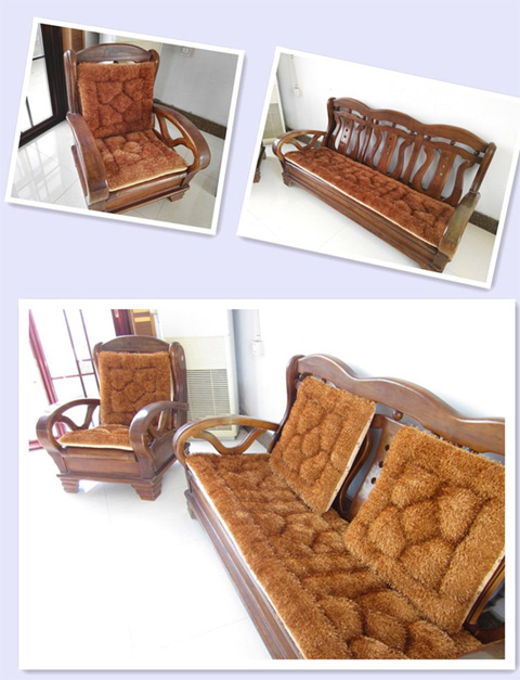 Mùa đông dày sang trọng đệm gỗ rắn gỗ gụ sofa đôi đôi sofa sofa đệm có thể tháo rời và có thể giặt thảm trải ghế