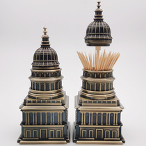 High-grade toothpick box creative automatic press toothpick jar toothpick tube European antique palace decoration decoration gifts