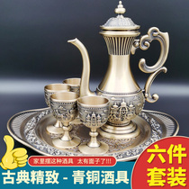 Pure copper enshrined water cup for Buddha Cup white glass decorative ornaments goblet household pure copper goblet wine set