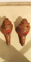 Nepals high-end high-quality copper filigree pure hand-gilt inlay craftsman conch offering