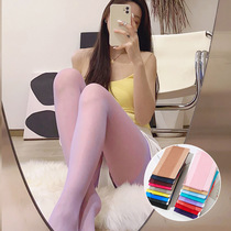 Spring and summer ultra-thin candy color pseudo-pussy socks Core silk beating bottom womens clothes gags cd Changing Clothing Net Red Sweetness Pantyhose