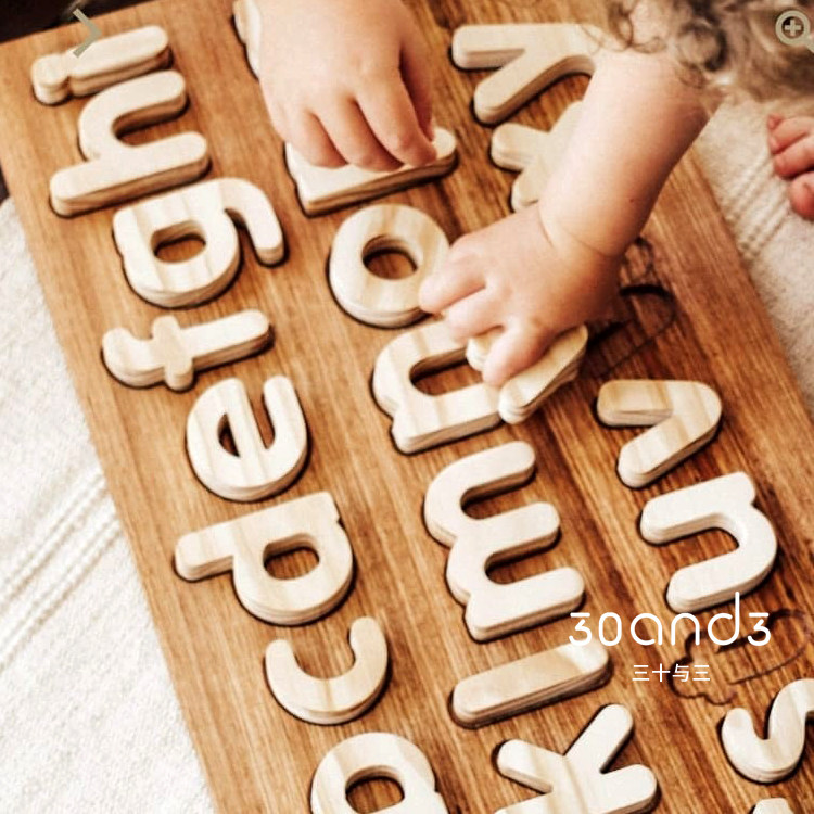 Digital alphabet pairing board wooden children hand - grab board early teaching toys fine motion mathematics English enlightenment 1 year old